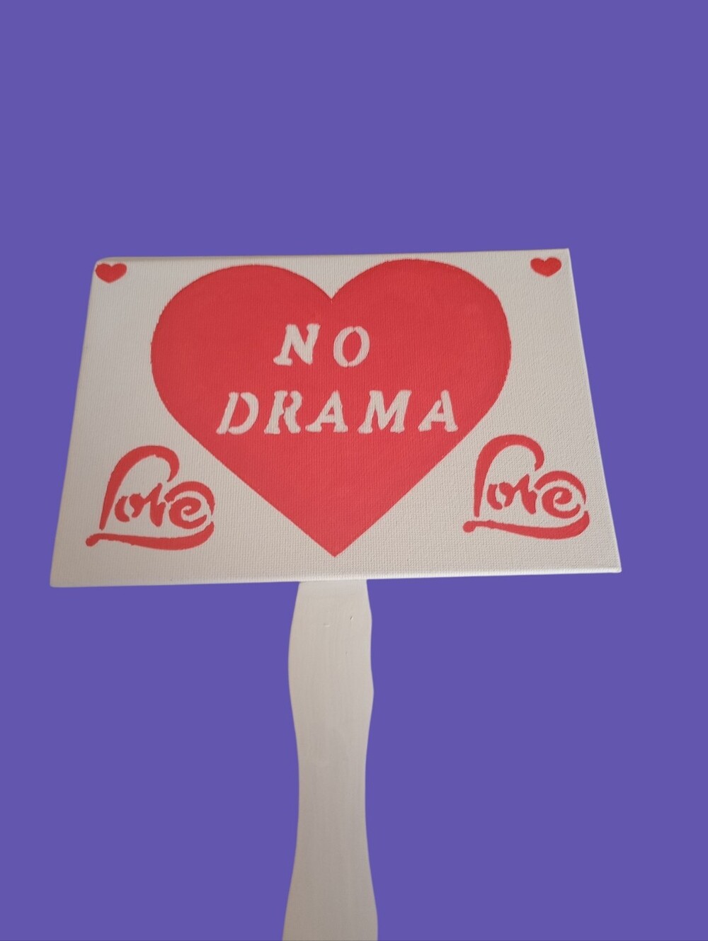 "No Drama" Heart Shaped 5X7 Canvas Art